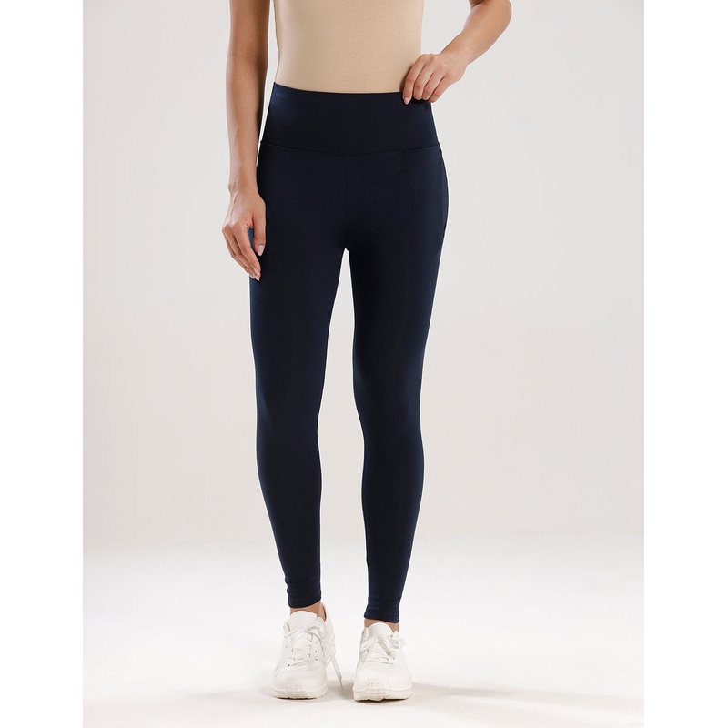 Ankle Length High Waist Leggings-Dark Navy Blue