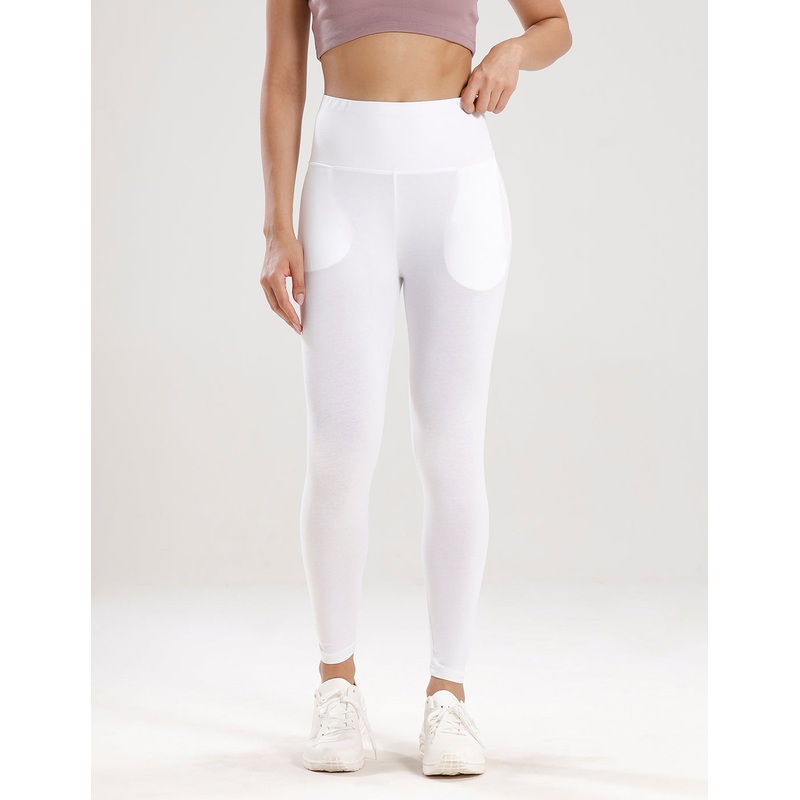 Ankle Length High Waist Leggings-White