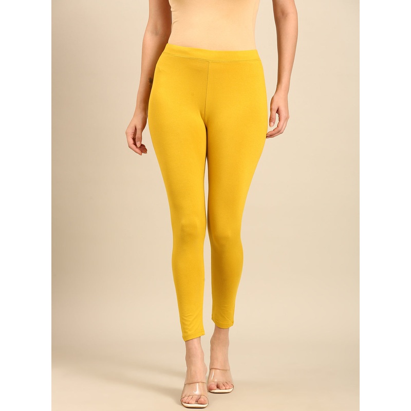 Ankle Length Leggings Viscose-Lime Yellow
