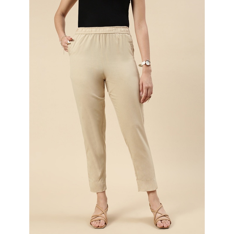 Casual Straight Pant-Light Beige
