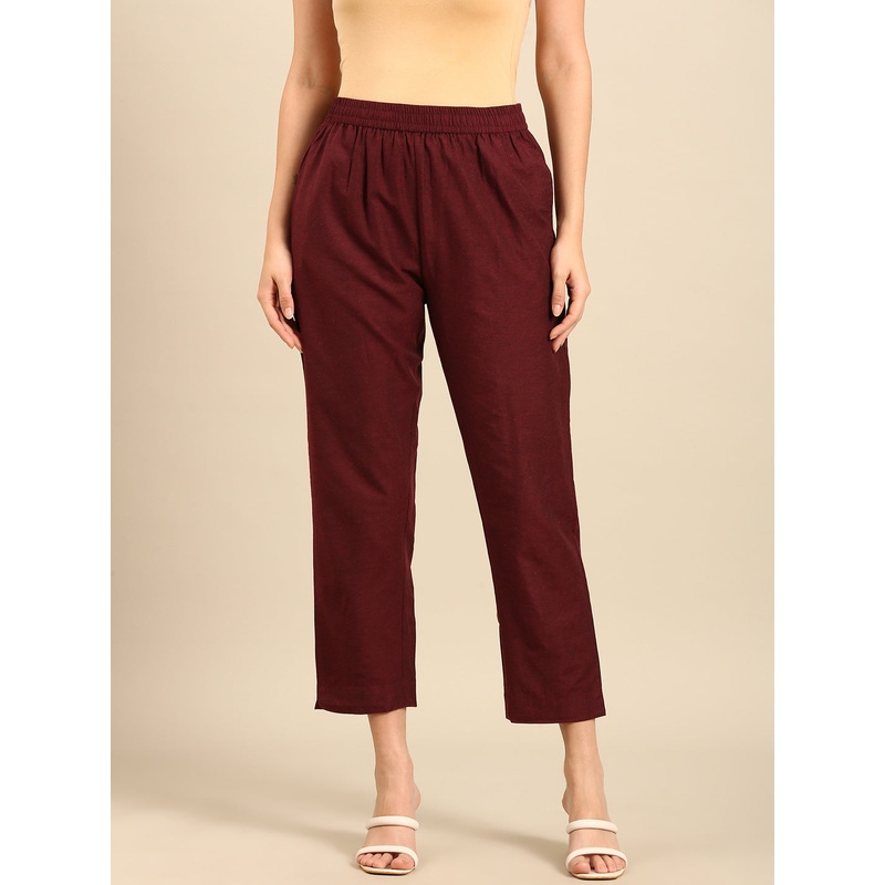 Cigarette Pants-Maroon|S|M|L|XL|XXL|3XL|Maroon|LWBCPSOFF20082007