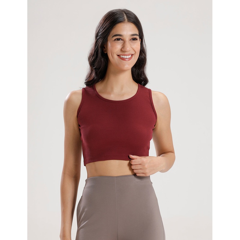 Crop Top-Burgundy|S|M|L|XL|XXL|Burgundy|LKTCTSOF19044353