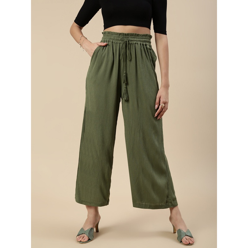 Flared Palazzo-Olive|S|M|L|XL|XXL|Olive|LWBPZSOF20176368