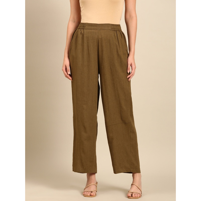 Palazzo-Olive Green|S|M|L|XL|XXL|Olive Green|LWBPZSOF20092048