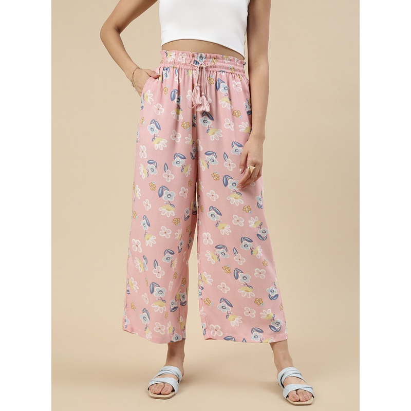 Paper Bag Palazzo-Baby Pink|S|M|L|XL|XXL|Baby Pink|LWBPPZAOF20236072