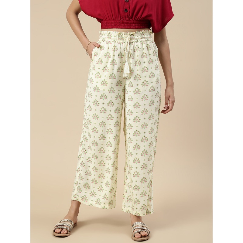 Paper Bag Palazzo-Cream|S|M|L|XL|XXL|Cream|LWBPPZAOF20238069