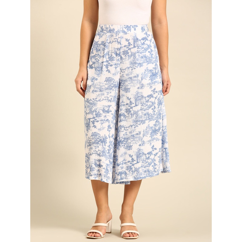 Printed Culottes-Powder Blue|S|M|L|XL|XXL|Powder Blue|LWBCLSOF20119179