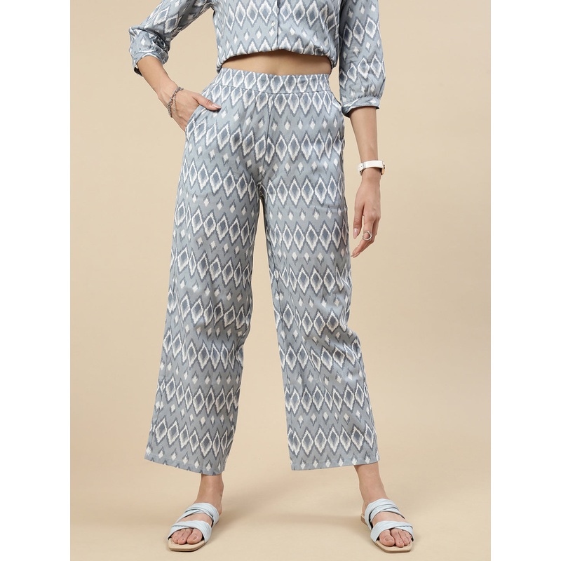 Printed Flared Palazzo-Blue|S|M|L|XL|XXL|Blue|LWBPZAOF20152013