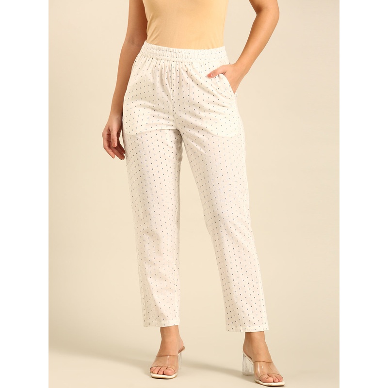 Printed Straight Pant-Offwhite