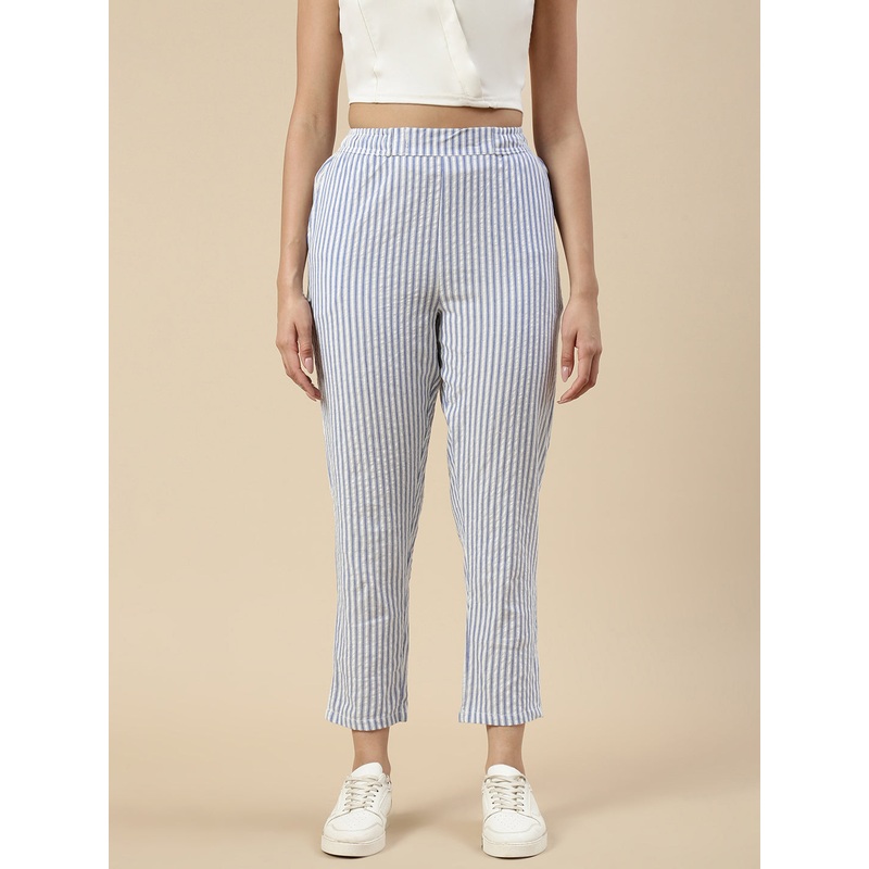 Stripped Cigarette Pants-Blue|S|M|L|XL|XXL|Blue|LWBRPZYDF20211013