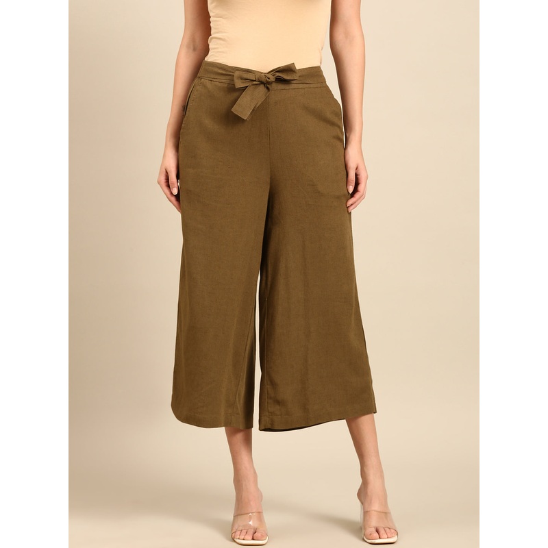 Tie Up Culottes-Olive Green|S|M|L|XL|XXL|Olive Green|LWBCLSOF20008048