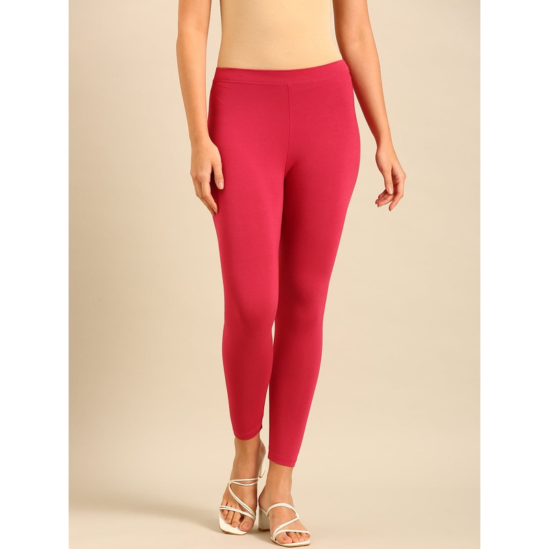 Ankle Length Leggings Viscose-Dark Pink