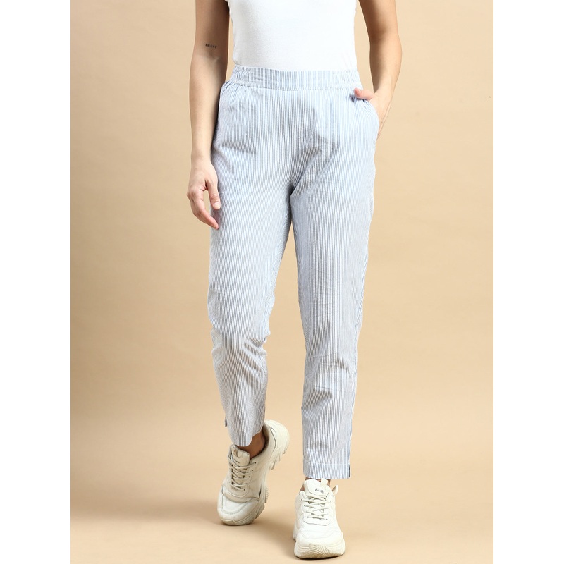 Cigarette Pant Stripped-Blue|S|M|L|XL|XXL|Blue|LWBCPAOF18075013