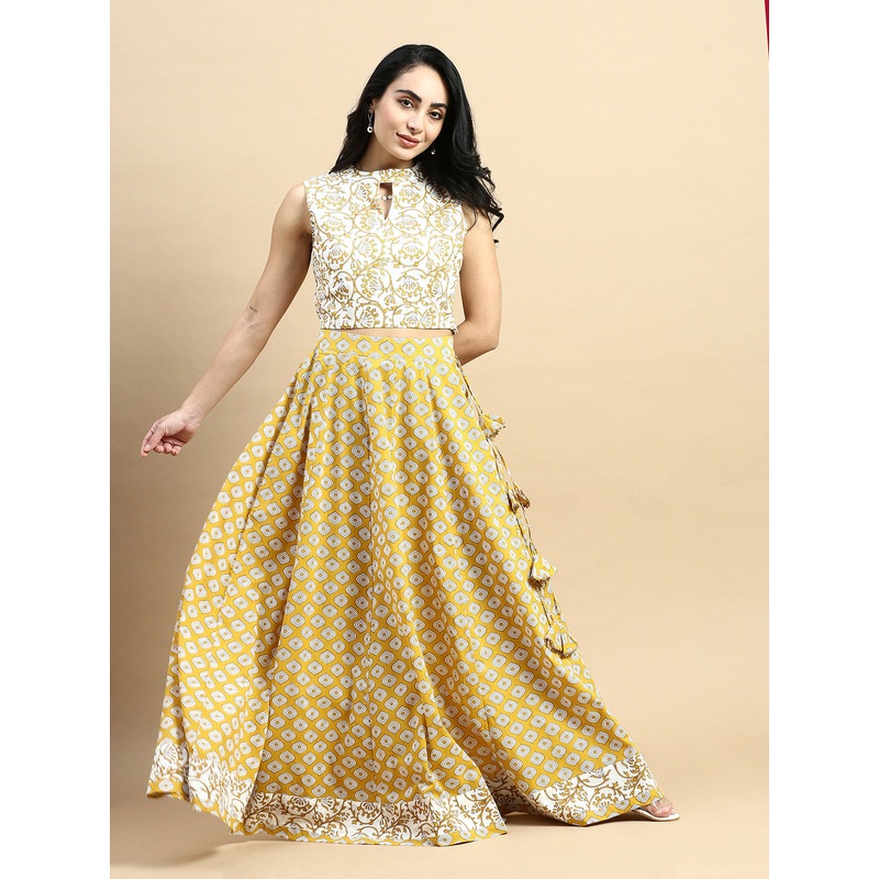 Co-Ord Set (Blouse & Skirt)-Mustard