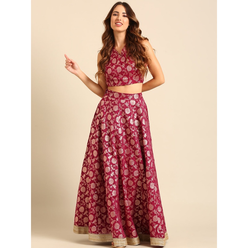 Co-Ord Set (Blouse & Skirt)-Purple