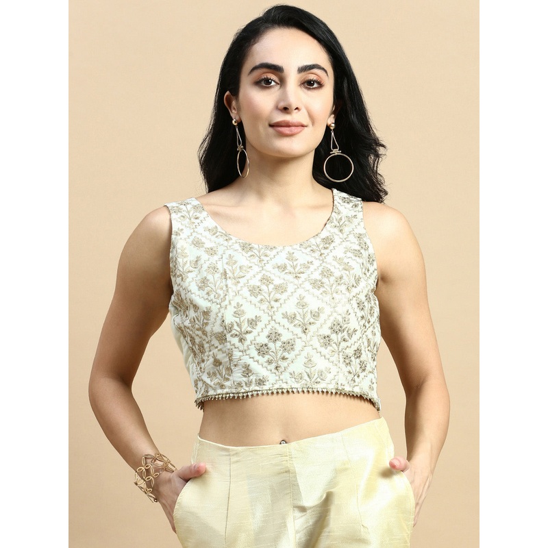 Crop Top Embroidered-Beige|S|M|L|XL|XXL|3XL|Beige|LWTCTEMF17119001