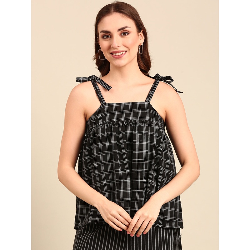 Crop Top Yarn Dyed-Black|S|M|L|XL|XXL|Black|LWTCTYDF18157002