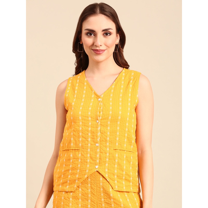 Crop Top Yarn Dyed-Mustard|S|M|L|XL|XXL|Mustard|LWTCTYDF18162046