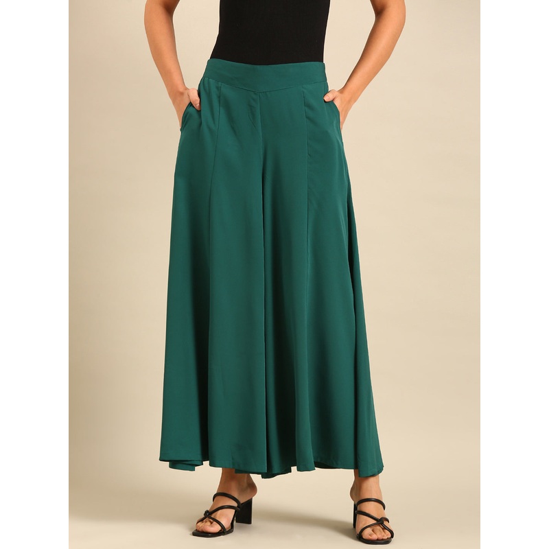 Flared Palazzo-Teal|S|M|L|XL|XXL|Teal|LWBPZSOF20071061