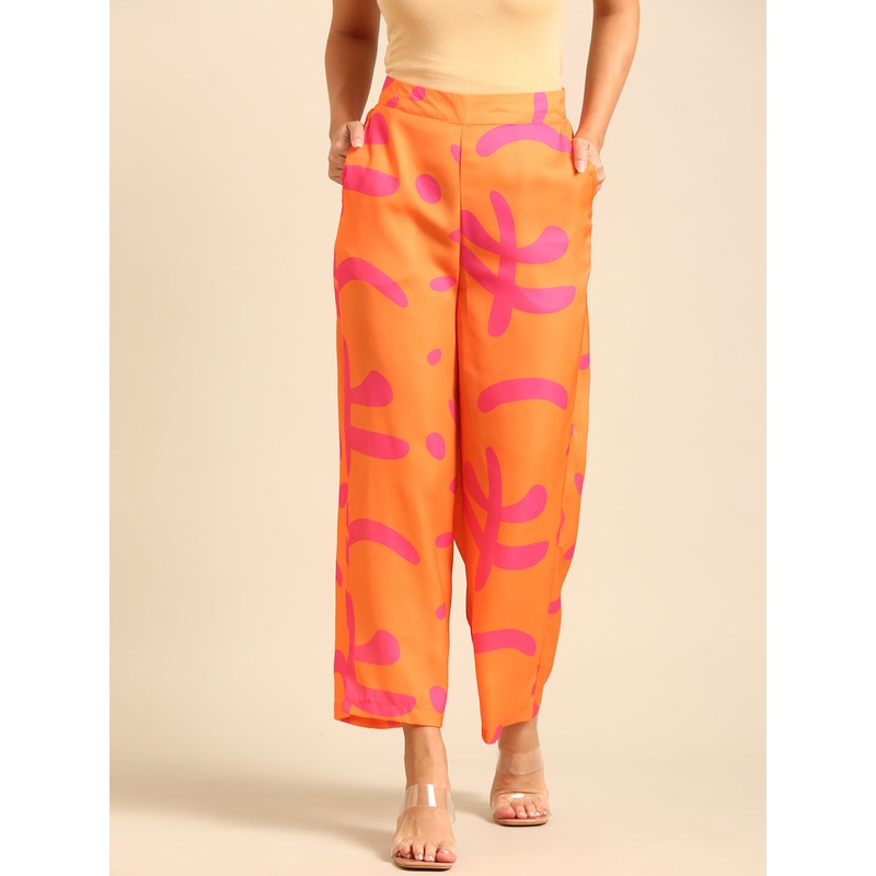 Palazzo All Over Print-Orange|S|M|L|XL|XXL|Orange|LWBPZAOF19032050
