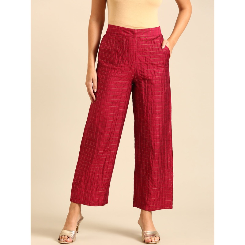 Palazzo Checked-Pink|S|M|L|XL|XXL|Pink|LWBPZYDF19269053