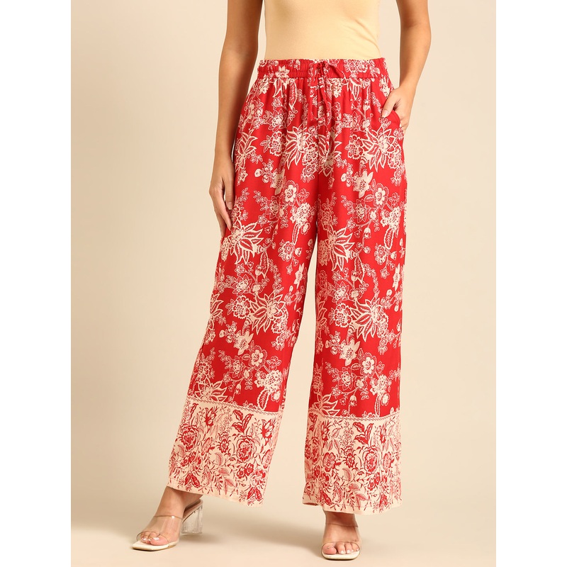 Printed Palazzo-Red|S|M|L|XL|XXL|Red|LWBPZAOF19278010