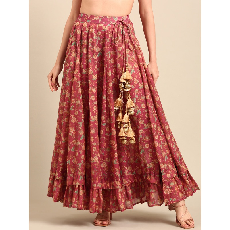 Skirt All Over Print-Dark Pink