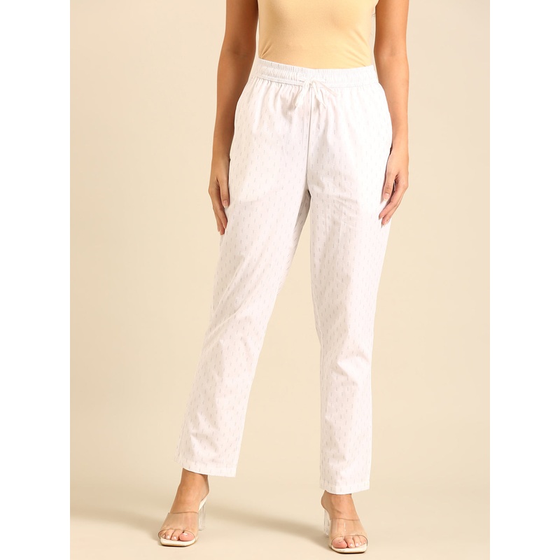 Straight Pant All Over Print-White