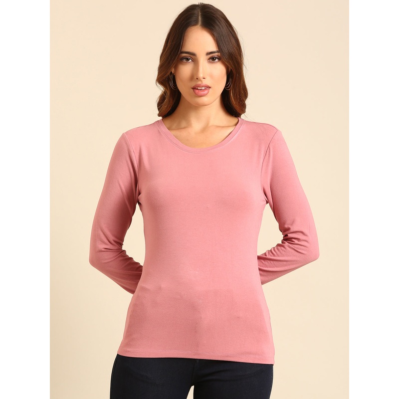 T-Shirt Long Sleeve-Dusty Pink