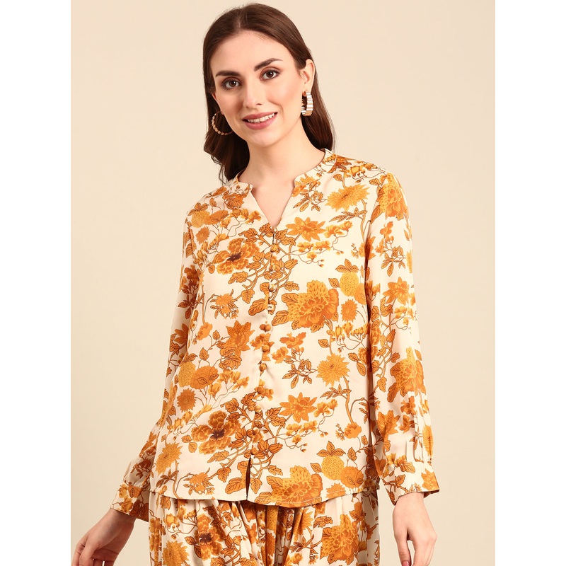 Top Floral Print-Yellow|S|M|L|XL|XXL|Yellow|LWTTPAOF19095064