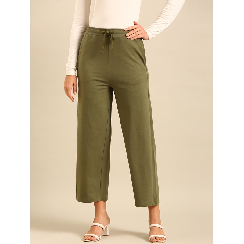 Wide Leg Casual Pant-Olive Green