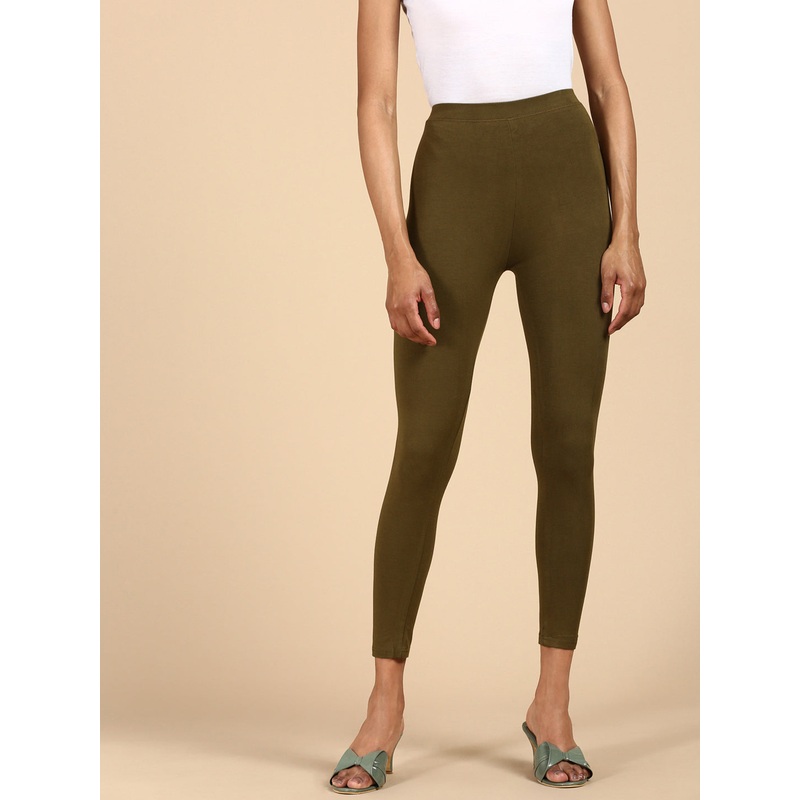 Ankle Length Leggings Viscose-Olive Green