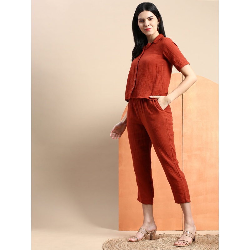 Co-Ords Sets (Top&Bottom)-Rust Orange