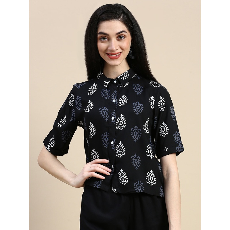 Crop Top Printed-Black|S|M|L|XL|XXL|3XL|Black|LWTCTAOF17176002