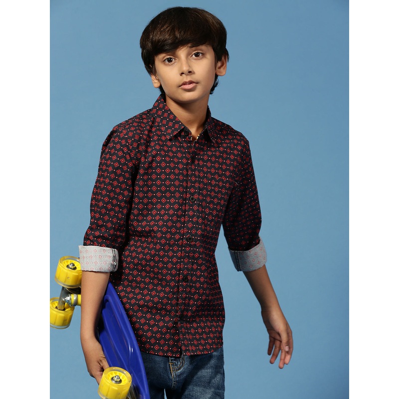 PIPIN Boys Printed Shirt Black