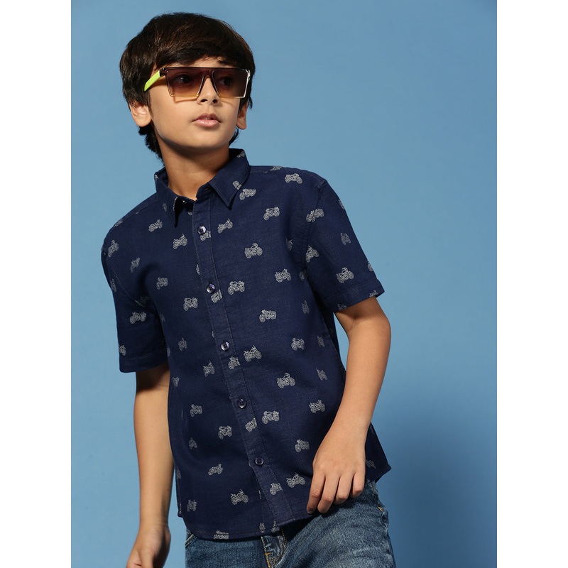 PIPIN Boys Printed Shirt Blue|2-3Yrs|3-4Yrs|5-6Yrs|7-8Yrs|8-9Yrs|9-10Yrs|11-12Yrs|13-14Yrs|15-16Yrs|Blue|BWTHSAOPB17024013