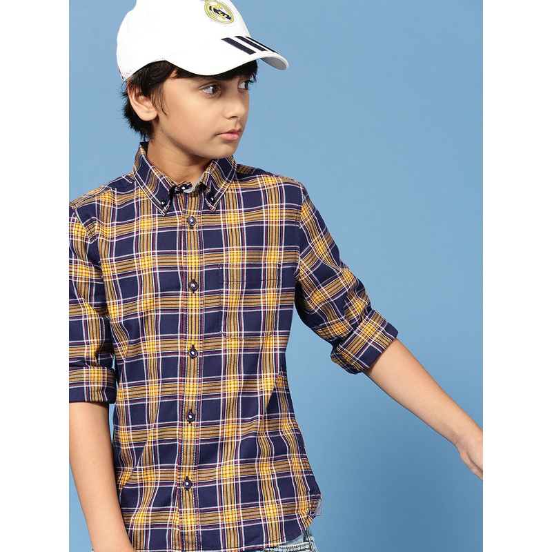 PIPIN Boys Printed Shirt Mustard Yellow