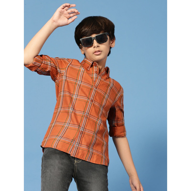 PIPIN Boys Printed Shirt Orange