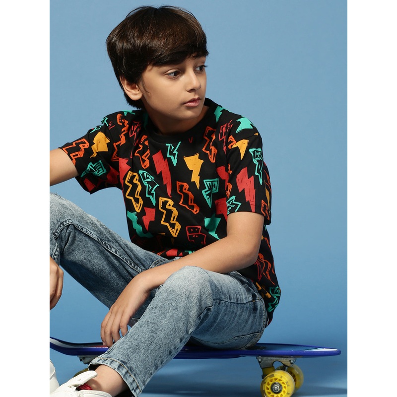PIPIN Boys Printed T-Shirt Black