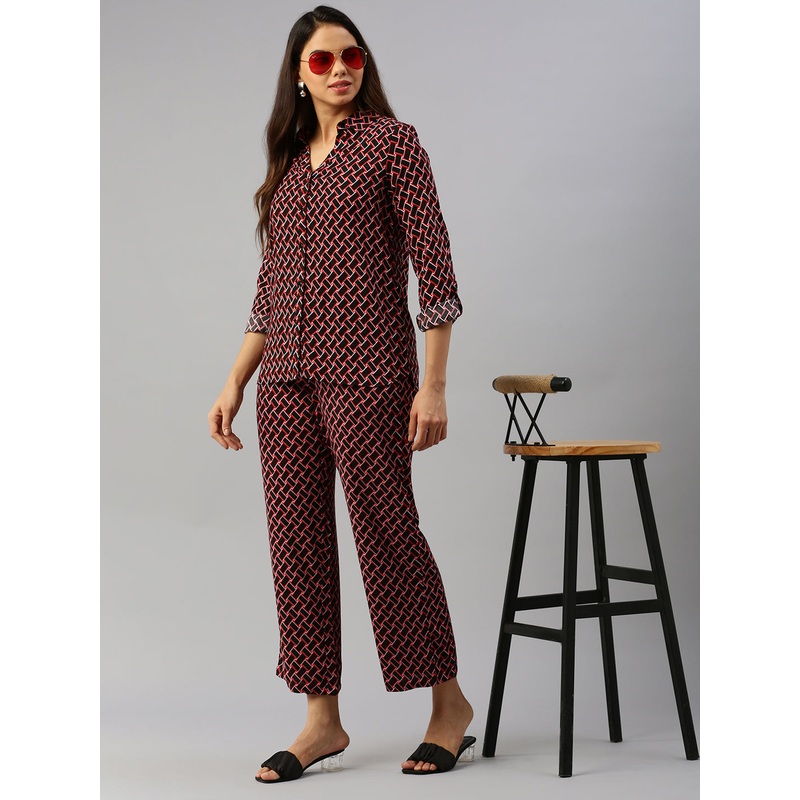 Printed Co-Ords Sets (Top & Bottom) Black & Red