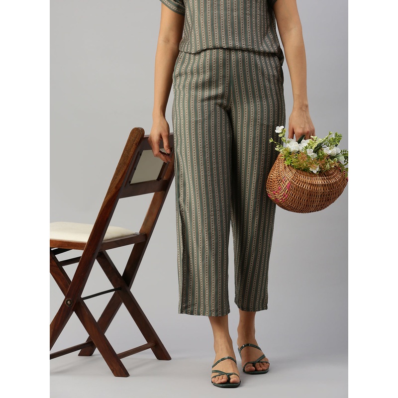 Women Printed Palazzo Green|S|M|L|XL|XXL|Green|LWBPZAOF17220032