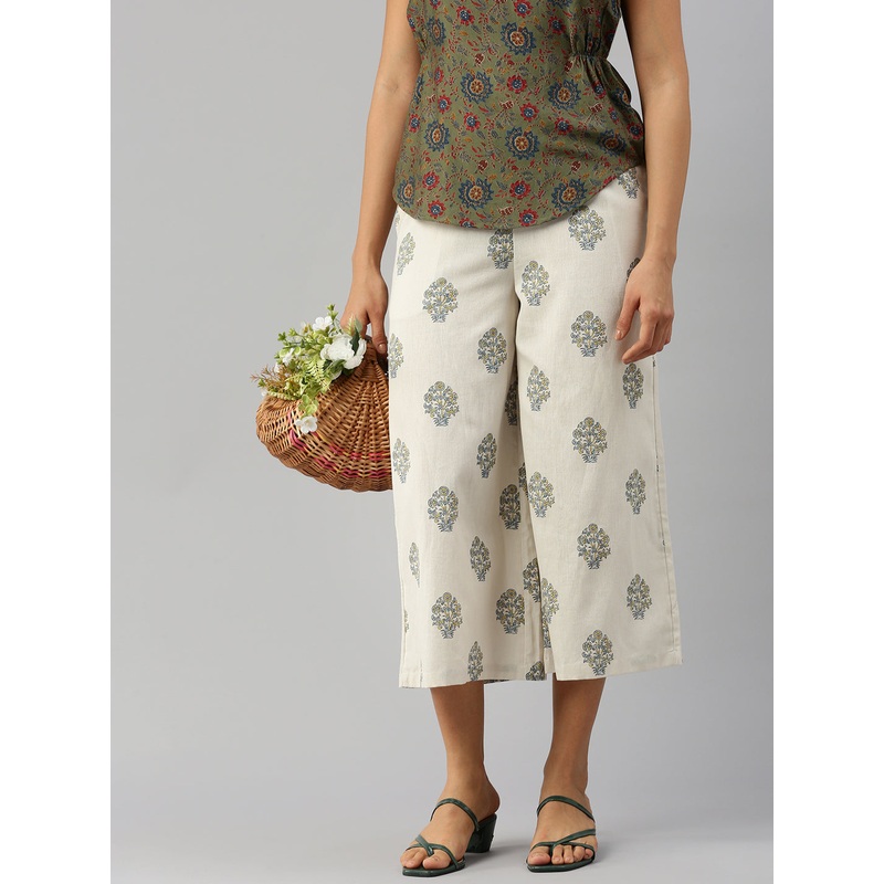 Women Printed Palazzo Off white