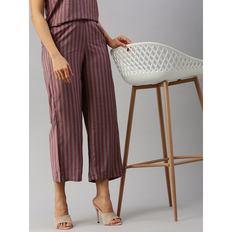 Women Printed Palazzo Wine|S|M|L|XL|XXL|Wine|LWBPZAOF17220063