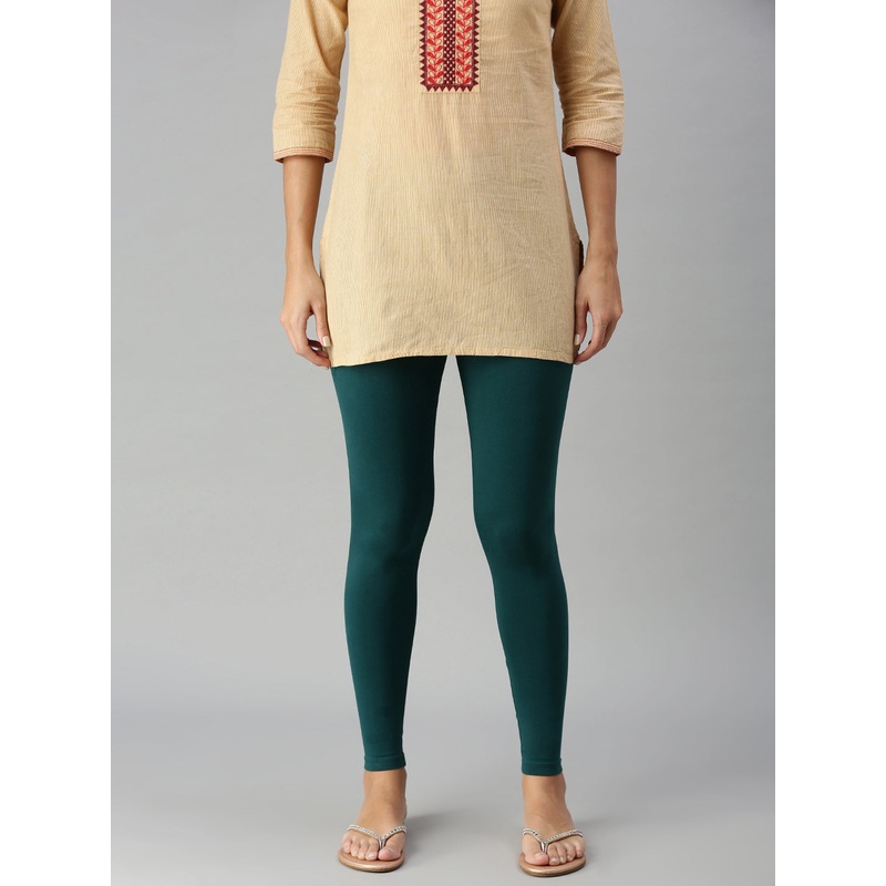 Ankle Length Leggings Cotton-Bottle Green