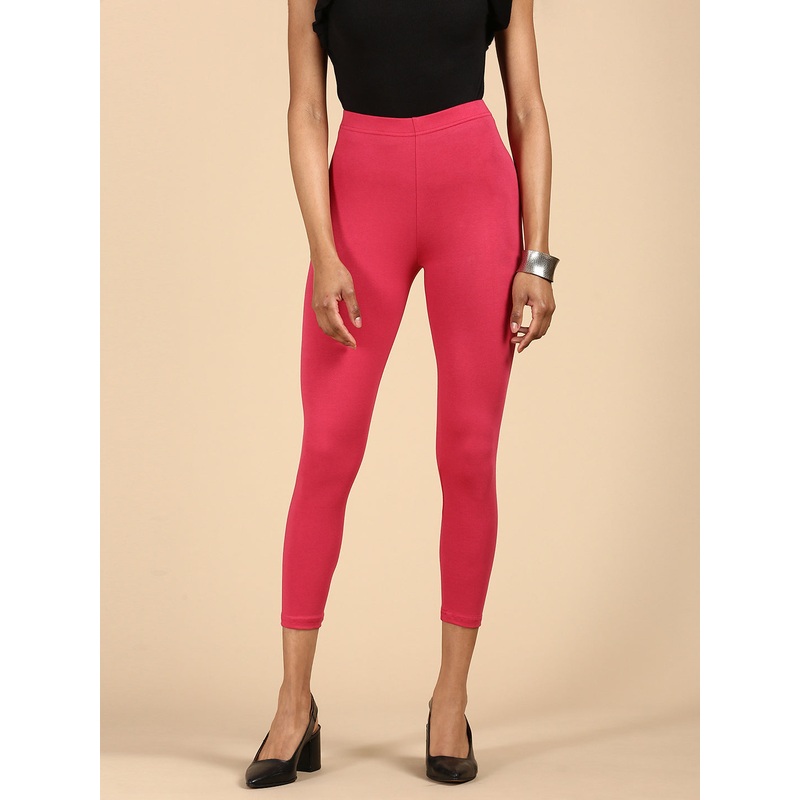 Ankle Length Leggings Cotton-Dark Pink