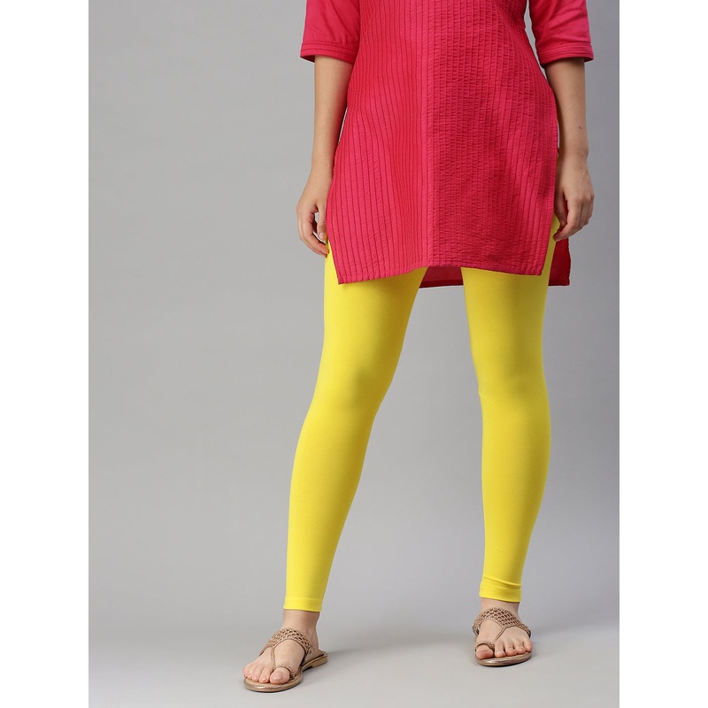 Ankle Length Leggings Cotton-Lemon Yellow