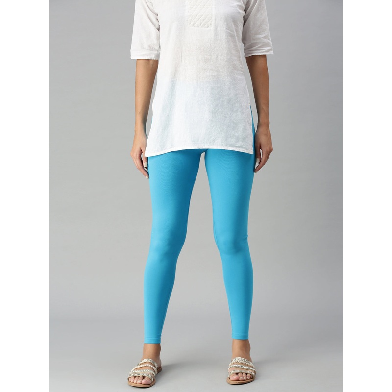 Ankle Length Leggings Cotton-Light Blue