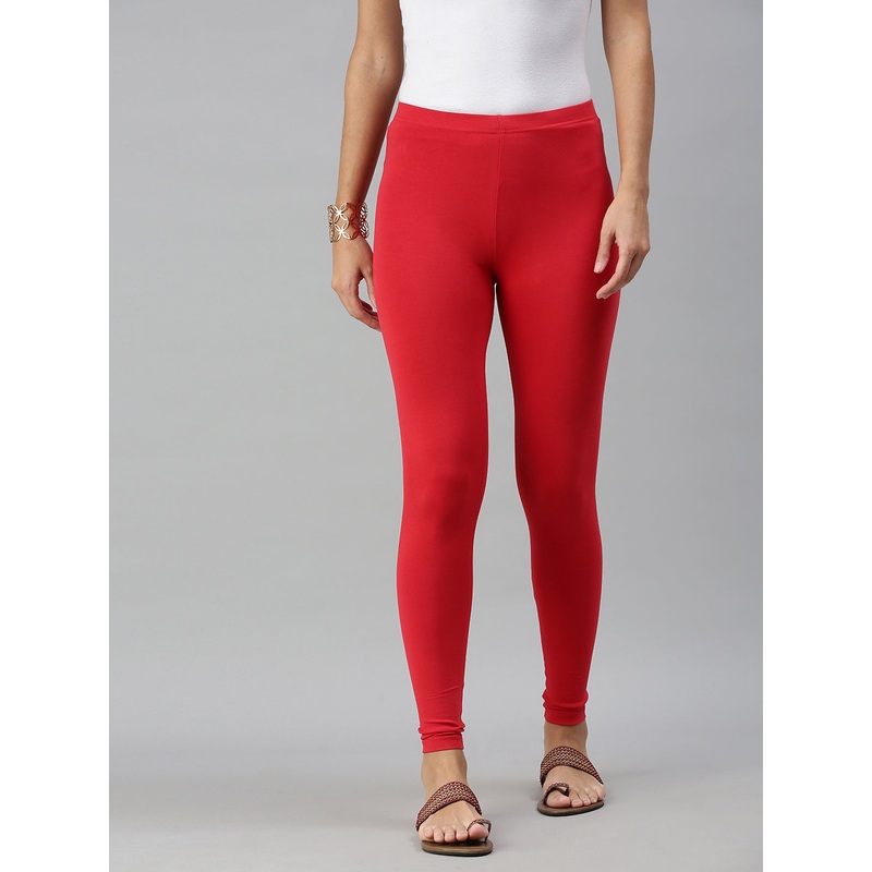Ankle Length Leggings Cotton-Light Red