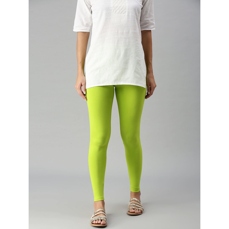 Ankle Length Leggings Cotton-Lime