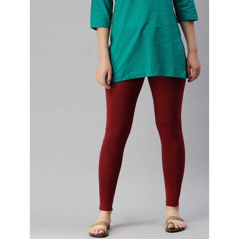 Ankle Length Leggings Cotton-Maroon